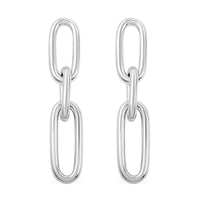 Italian Sterling Silver Paper Clip 3 Row Drop Statement Earrings 11.10 Grams