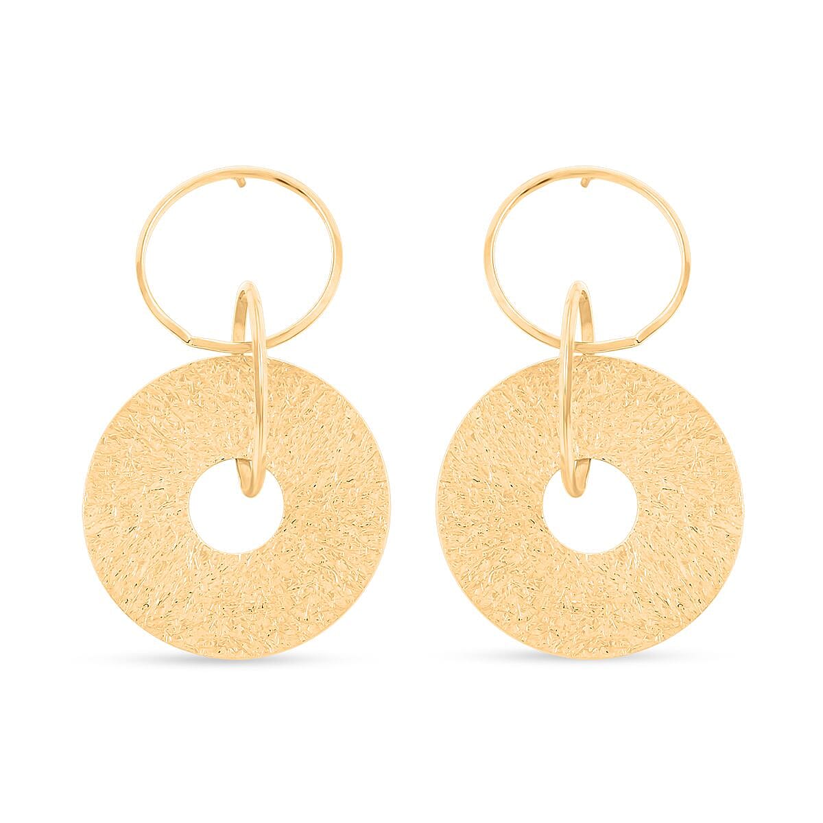 Italian 14K YG Over Sterling Silver Triple Circle Medallion Interlocked Drop Statement Earrings (10 g)