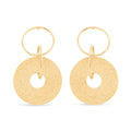 Italian 14K YG Over Sterling Silver Triple Circle Medallion Interlocked Drop Statement Earrings (10 g) - Sticky add to cart bar
