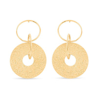 Italian 14K YG Over Sterling Silver Triple Circle Medallion Interlocked Drop Statement Earrings (10 g)