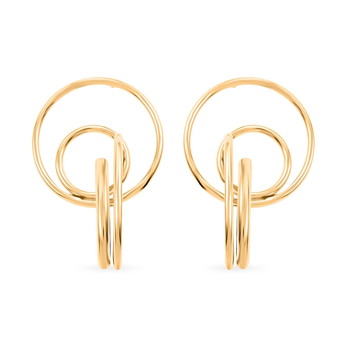 Italian 14K YG Over Sterling Silver Circle Drop Interlocked Statement Earrings (9.70 g)