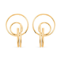 Italian 14K YG Over Sterling Silver Circle Drop Interlocked Statement Earrings (9.70 g)