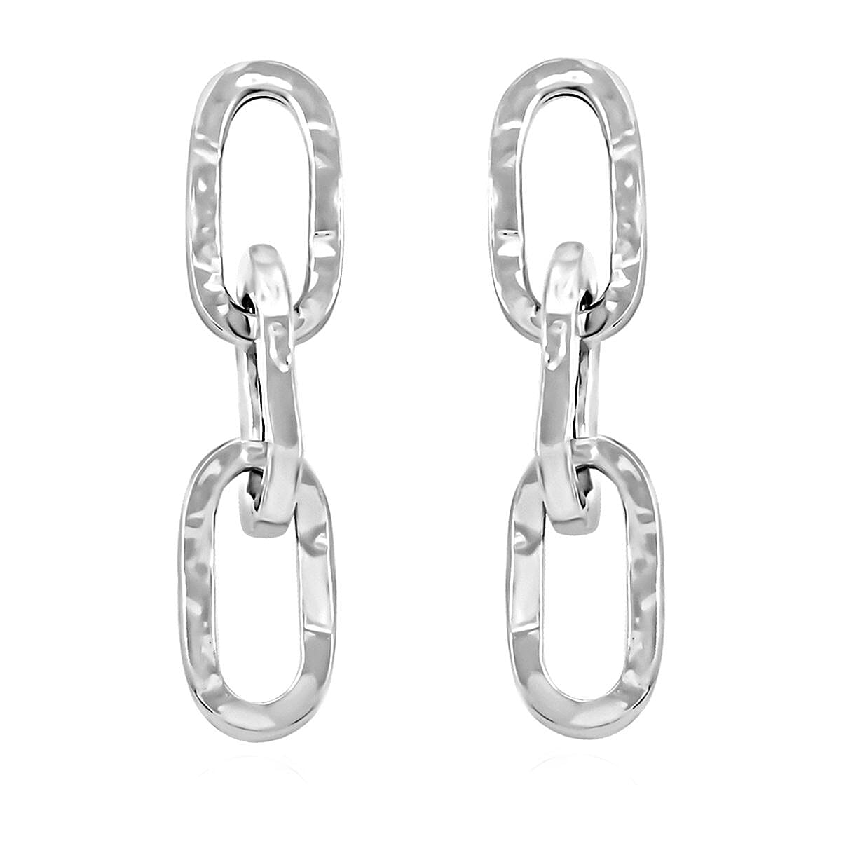 Italian Sterling Silver Textured Paper Clip Statement Earrings 5.70 Grams