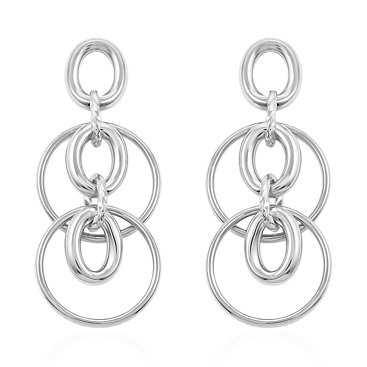 Italian Sterling Silver Interlocked Drop Statement Earrings (9.10 g)