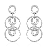Italian Sterling Silver Interlocked Drop Statement Earrings (9.10 g)
