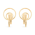 Italian 14K Yellow Gold Over Sterling Silver Circle Drop Interlocked Statement Earrings 9.60 Grams - Sticky add to cart bar