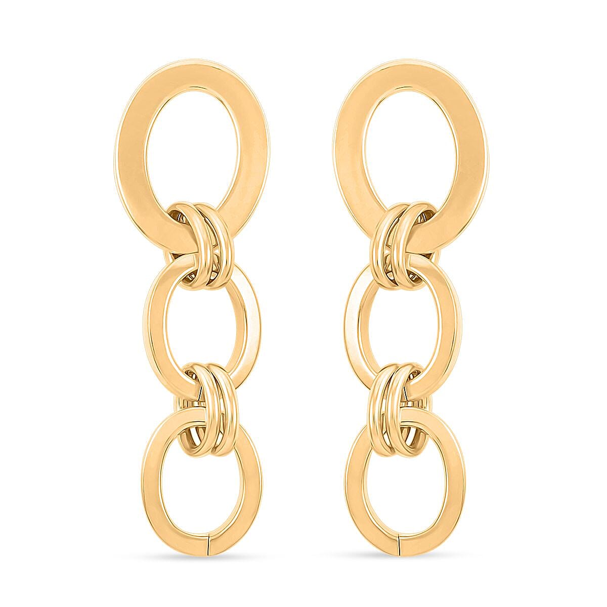 Italian 14K YG Over Sterling Silver Interlocked Drop Statement Earrings (11.40 g)