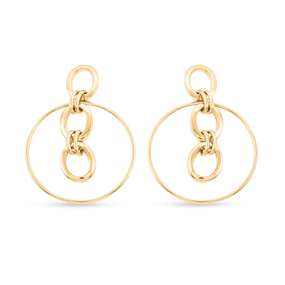 Italian 14K Yellow Gold Over Sterling Silver Multi Row Drop Interlocked Statement Earrings 13.40 Grams
