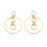 Italian 14K Yellow Gold Over Sterling Silver Multi Row Drop Interlocked Statement Earrings 13.40 Grams