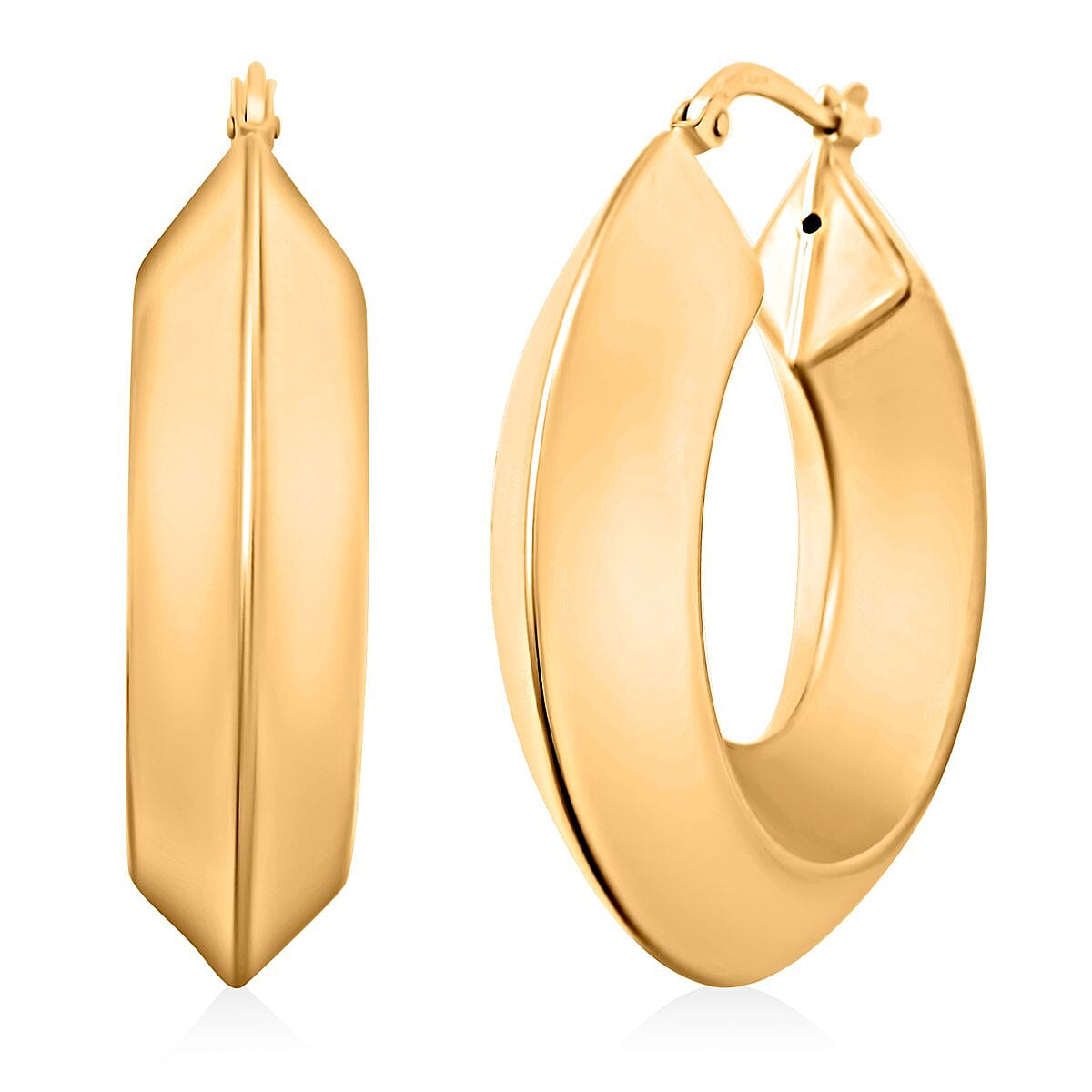 Italian 14K YG Over Sterling Silver Bold Hoop Statement Earrings (15.40 g)