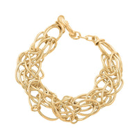 Italian 14K YG Over Sterling Silver Interlocked Statement Bracelet (8.00 In) (20 g)