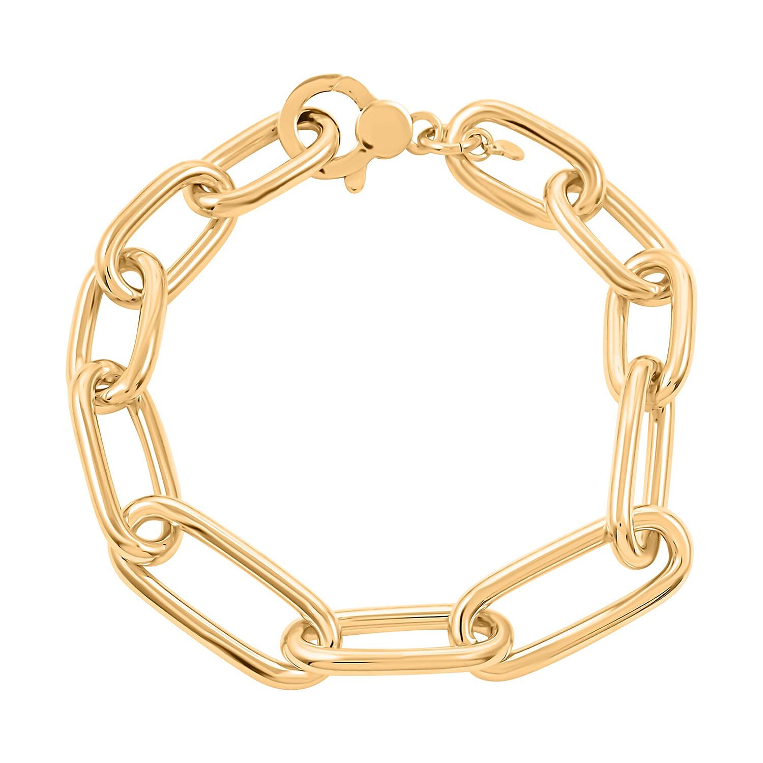 Italian 14K YG Over Sterling Silver Paper Clip Bold Statement Bracelet (8.50 In) (20.50 g)