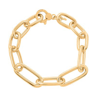 Italian 14K YG Over Sterling Silver Paper Clip Bold Statement Bracelet (8.50 In) (20.50 g)