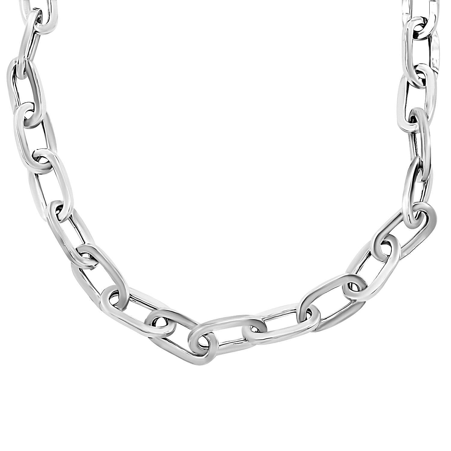 Italian Sterling Silver Paper Clip Bold Statement Necklace (18 Inches) (27.20 g)