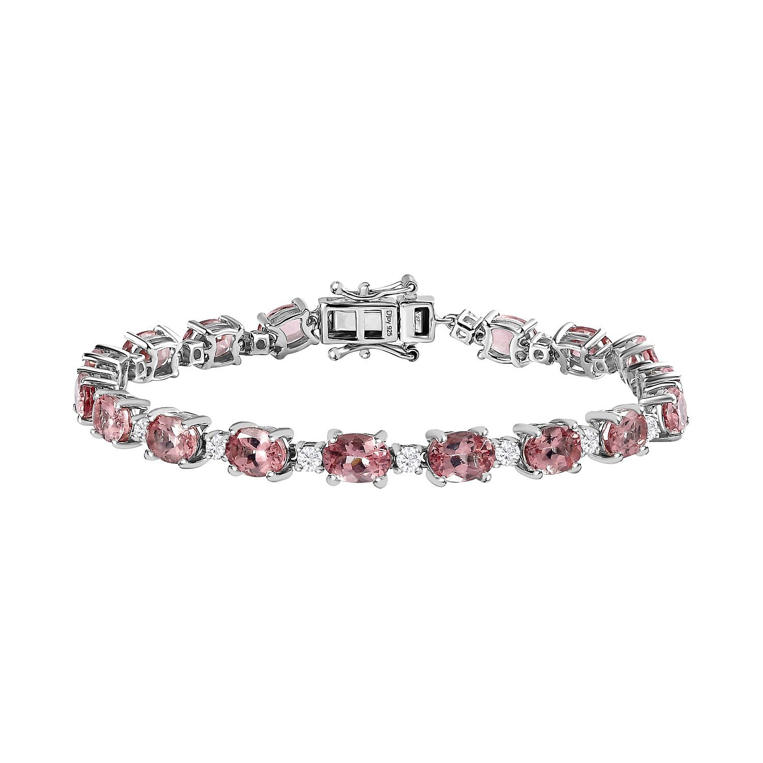 Premium Blush Apatite and Moissanite Bracelet in Platinum Over Sterling Silver (6.50 In) 13.50 ctw