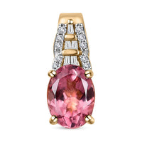 Luxoro 10K Rose Gold Premium Blush Apatite and G-H I2 Diamond Pendant 1.25 ctw