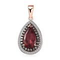 Luxoro 10K Rose Gold Premium Blush Apatite, I3 Natural Champagne and White Diamond Double Halo Pendant without Chain 2.80 ctw - Sticky add to cart bar