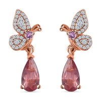 Blush Apatite and Multi Gemstone Dangle Earrings in Vermeil Rose Gold Over Sterling Silver 2.10 ctw