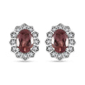 Blush Apatite and Moissanite Halo Stud Earrings in Platinum Over Sterling Silver 1.75 ctw - Sticky add to cart bar
