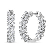 White Zircon Sun Rays Earrings in Platinum Over Sterling Silver 5.00 ctw