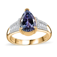 Luxoro 10K Yellow Gold Premium Peacock Tanzanite, Diamond (G-H, I2) (0.25 cts) Ring (Size 10.0) (4 g) 2.85 ctw