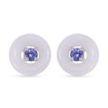 Natural Jade and Tanzanite Stud Earrings in Rhodium Over Sterling Silver 5.90 ctw - Sticky add to cart bar