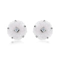 Natural Jade Carved and Moissanite Floral Earrings in Platinum Over Sterling Silver 8.25 ctw - Sticky add to cart bar