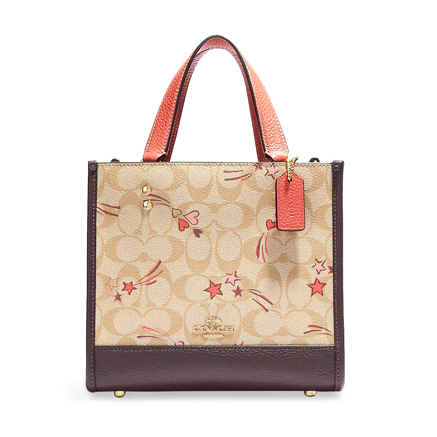 Coach Light Khaki Heart and Star Print Signature Canvas Dempsey Tote Bag (Ships in 8-10 Business Days)