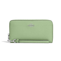 Coach Pistachio Pebble Leather Long Zip Around Wallet