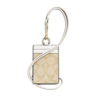 Coach Light Khaki Signature Canvas ID Lanyard (2.75"x4") (Ships in 8-10 Business Days)