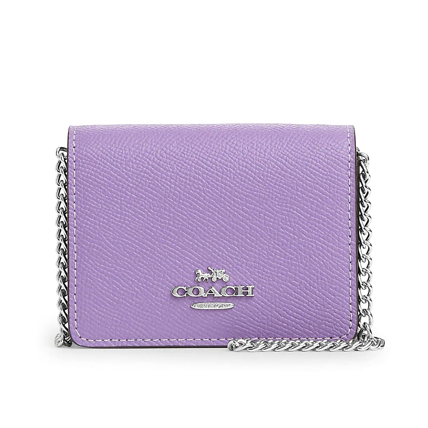 Coach Lavender Crossgrain Leather Mini Wallet On A Chain