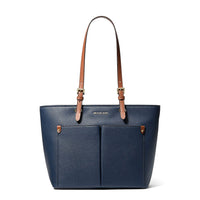 Michael Kors Navy Vegan Leather Jet Set Medium Pocket Tote Bag (14.5"x6.75"x10.25") (Ships in 8-10 Business Days)