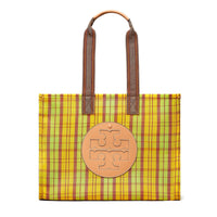 Tory Burch Green & Yellow Leather Ella Mesh Market Tote Bag (18.3"x8.4"x13.6")
