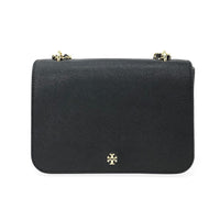 Tory Burch Black Saffiano Leather Emerson Adjustable Shoulder Bag (8.9"x3"x5.9")