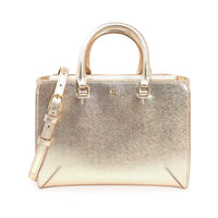 Tory Burch Rose Gold Saffiano Leather Emerson Small Zip Tote Bag (10.5"x4.25"x8")