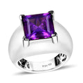 African Amethyst Solitaire Ring in Platinum Over Sterling Silver (Size 10.0) 5.10 ctw - Sticky add to cart bar
