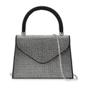 Sparkling Black Clutch Bag (7.9"x2.4"x5.5") with Handle Drop & 46.45" Chain Strap - Sticky add to cart bar
