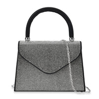 Sparkling Black Clutch Bag (7.9"x2.4"x5.5") with Handle Drop & 46.45" Chain Strap