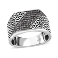GP Black Diamond (IR), Kanchanaburi Blue Sapphire Men's Ring in Platinum Over Sterling Silver (Size 10.0) 0.50 ctw - Sticky add to cart bar