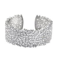 Moissanite 22.80 ctw Fire Crakers Cuff Bracelet in Platinum Over Sterling Silver (7.50 In)