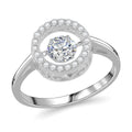 Simulated Diamond 1.20 ctw Halo Ring in Platinum Over Sterling Silver (Size 10.0) - Sticky add to cart bar