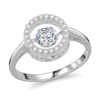 Simulated Diamond 1.20 ctw Halo Ring in Platinum Over Sterling Silver (Size 10.0)