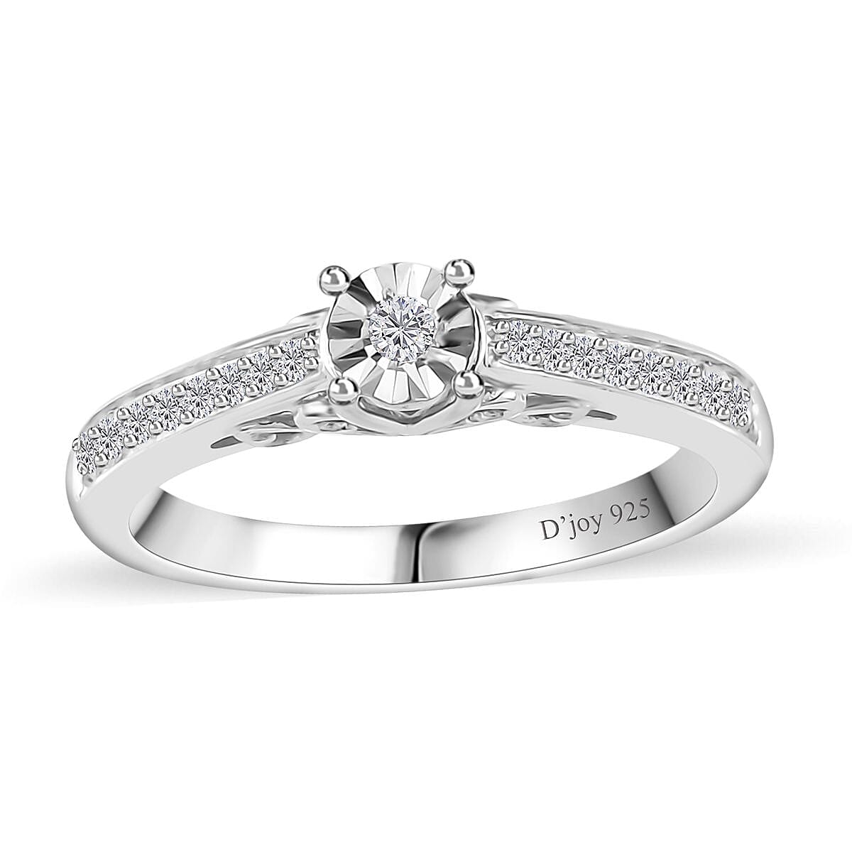 Diamond Band Ring in Platinum Over Sterling Silver (Size 10.0) 0.20 ctw