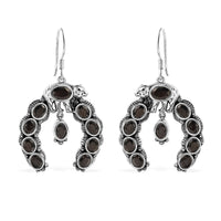 D'Joy Artisan Crafted Elite Shungite 4.85 ctw Squash Blossom Bear Earrings in Black Oxidized Sterling Silver