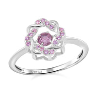 Simulated Pink Diamond Halo Ring in Platinum Over Sterling Silver (Size 10.0) 1.10 ctw
