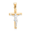 14K Yellow and White Gold Crucifix Pendant 0.42 Grams - Sticky add to cart bar