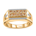 Premium Imperial Topaz, White Zircon Men's Ring in Vermeil YG Over Sterling Silver (Size 10.0) 1.10 ctw - Sticky add to cart bar