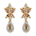 Premium Golden Imperial Topaz and White Zircon Drop Earrings in Vermeil Yellow Gold Over Sterling Silver 1.60 ctw - Sticky add to cart bar