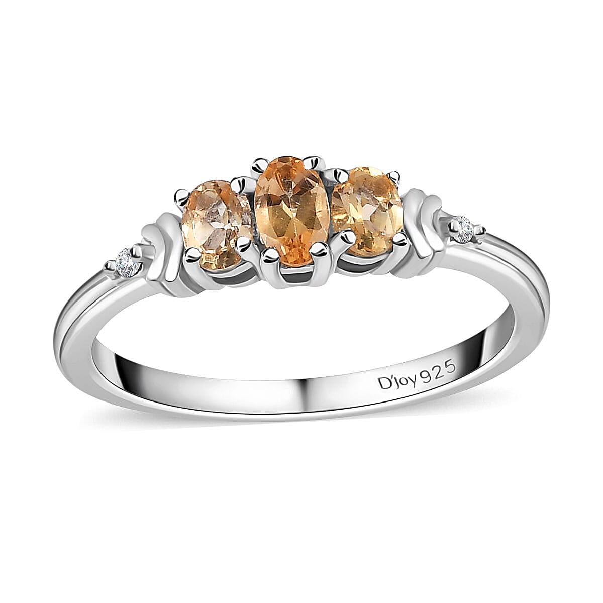 Premium Imperial Topaz, Diamond Ring in Platinum Over Sterling Silver (Size 10.0) 0.66 ctw