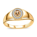 Premium Imperial Topaz, Moissanite Men's Ring in Vermeil YG Over Sterling Silver (Size 10.0) 0.50 ctw - Sticky add to cart bar